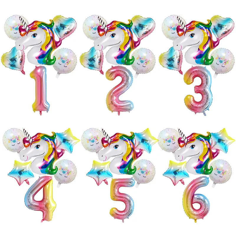 Taoqueen hat cartoon Unicorn Party Balloons Birthday Party Balloons Package Full Moon Birthday Decoration Girls Children's Party