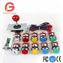 Classic Arcade DIY Kits USB Encoder To PC Joystick Game Chrome Plating LED Illuminated Push Button For Arcade Mame Raspberry Pi arcade diy kits parts mame usb encoder 2 x led 4 8 way joystick 16x led illuminated push button for raspberry pi retropie 3b