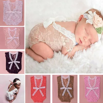 

New Baby Design Open Back Lace Romper Newborn Mameluco Lace Support The Vintage Photography Props Baby Clothes Summer