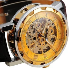 Excellente Qualité de Marque Nouveau Hommes Mécanique Montres Cadran Squelette Armée Sport Montres En Cuir Steampunk Relogio pour Cadeau
