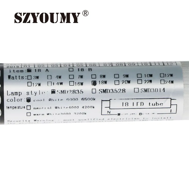 SZYOUMY 50 шт. SMD 2835 светодио дный трубки T8 G13 85-265 В 22 Вт 1200 мм свет Флюоресцентный светильник 18 Вт 4ft светодио дный трубки доступны R17D