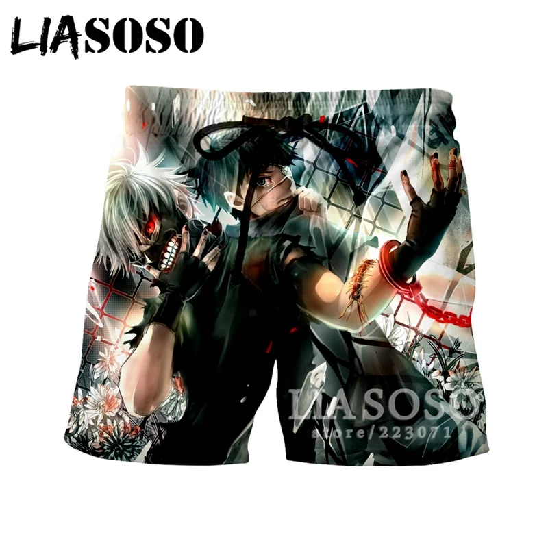 LIASOSO/Новые летние модные мужские и женские шорты с 3D принтом, аниме, шорты с японским гулаком, пляжные шорты для фитнеса, унисекс, повседневные ShortsA067-18 в стиле Харадзюку