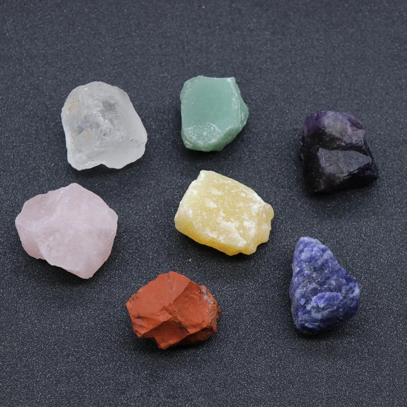 7pcs Natural Amethysts/Rose Quartzs/Aventurine/Topazs/Red Jaspers/Sodalite/Crysta Stone Beads Seven Chakras Energy Healing | Украшения и
