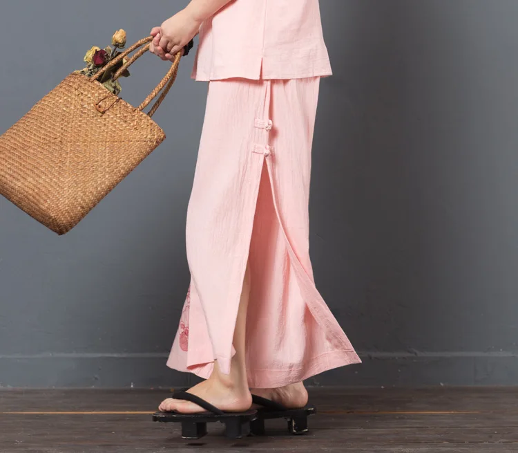 LZJN 2019 New Summer Women Sets Loose Tops and Pants Two Piece Suit Sets Women Casual Cotton Linen Tank Tops and Pants Set  (13)