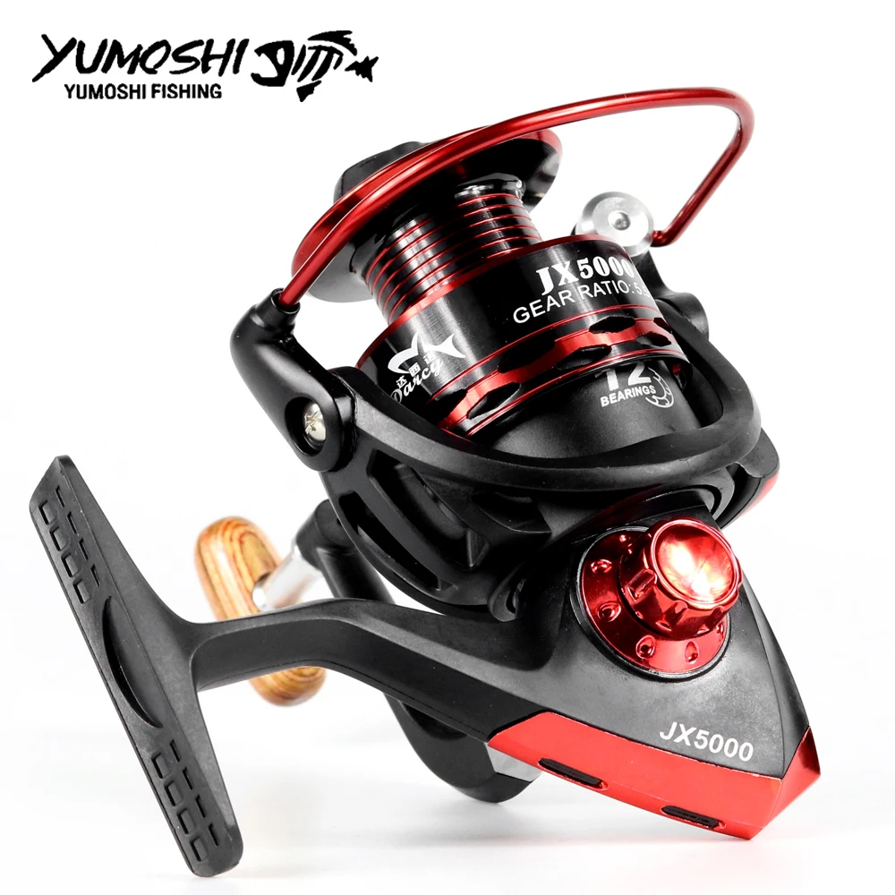 Carretel de Pesca Bobina de Metal Rolamento de Esferas Barco de Pesca 12 Yumoshi New Spinning Jx1000 7000 Série 5.5: 1 Molinete Rocha Roda Carretel