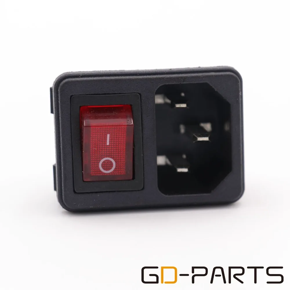 IEC 320 C14 Mains AC Power Socket Inlet Receptacle ON OFF Red Black Rocker Switch CE CCC TUV KC Certificate AC250V 10A