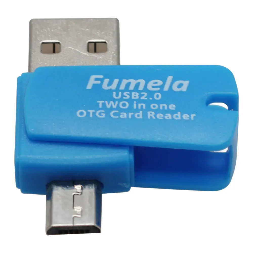 2 в 1 USB 2,0 и TF/Micro Female к Micro USB Мужской OTG кардридер адаптер синий