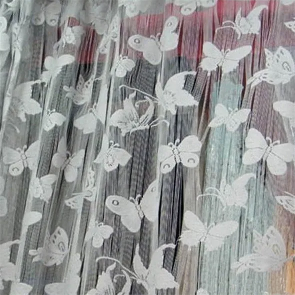 Шторы "Бабочки", тюль, занавески для гостиной, шторы для спальни, кухни, с принтом, прозрачная вуаль, Cortinas - Цвет: Белый