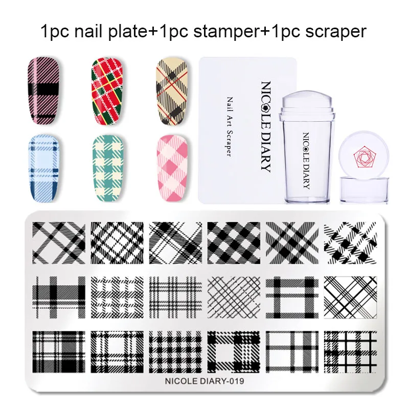 

3Pcs 12*6cm Rectangle Nail Stamping Template Stamper Scraper Set Geometric Windmill Flower DIY Nail Designs Manicure Stamp Plate
