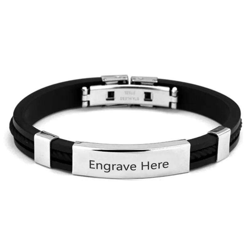 Personalized Men Stainless Steel Bracelets Customized Name Bracelets Bangles Fashion Men Jewelry New Gift