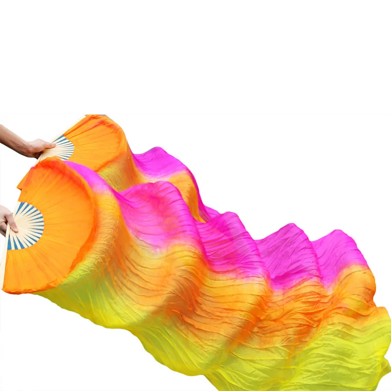 Горячая настоящие шелковые вуали для танцев 1 пара высокого качества Шелковые Поклонники танца живота размер Цвет можно настроить - Цвет: As picture