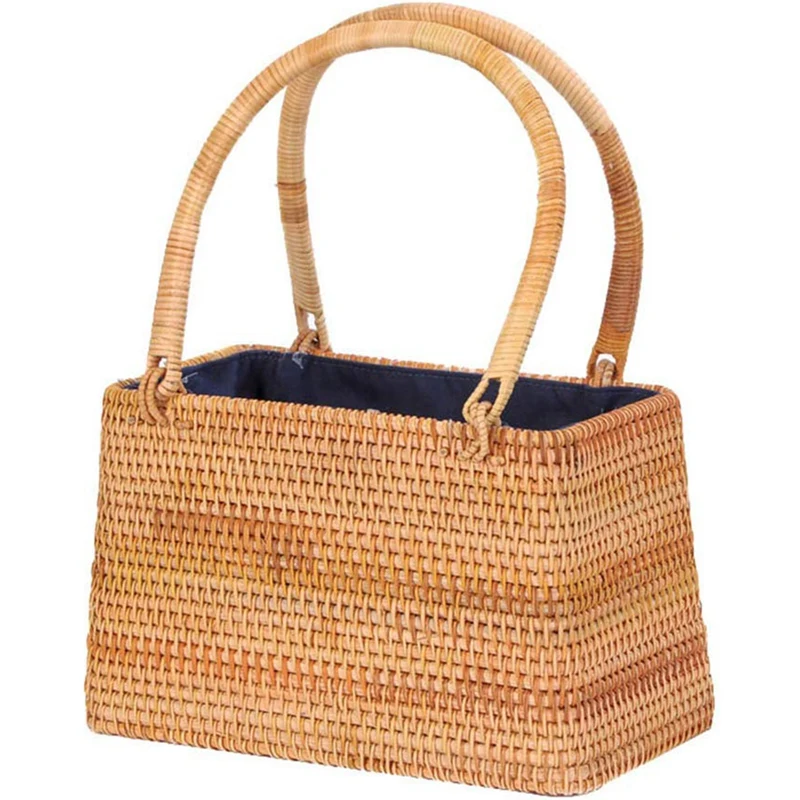 

Storage Basket Fashion Women Handmade Rattan Storage Basket Bamboo Bag Travel Holder Organizer Handbags