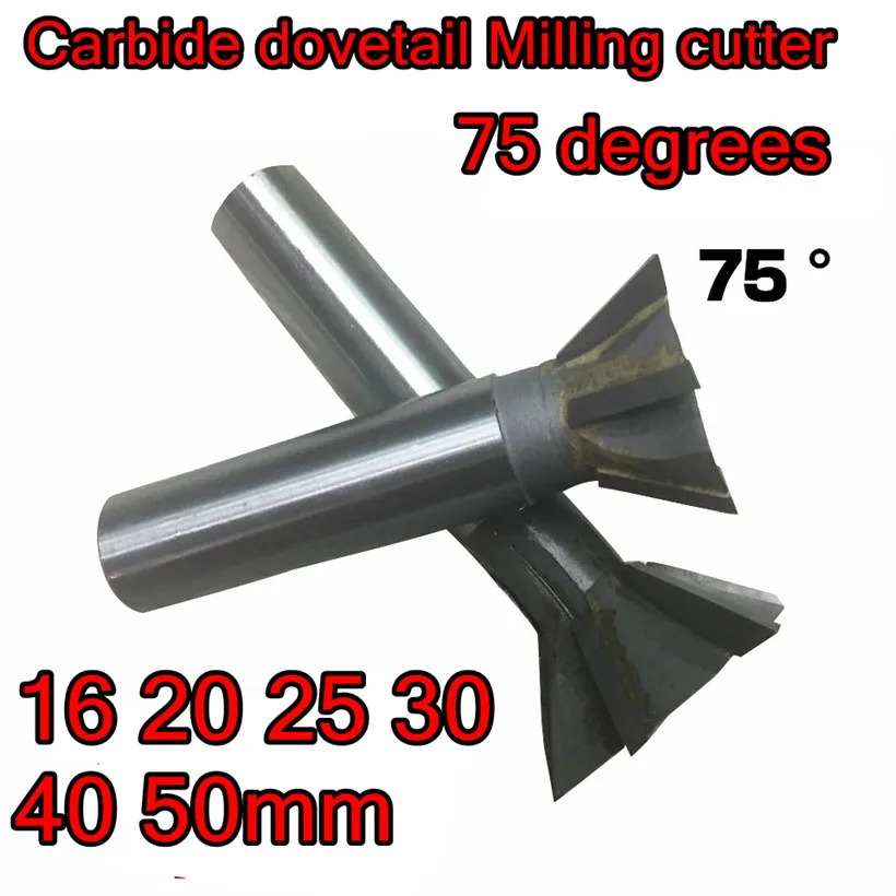 16 20 25 30 40 50mm x 75 degrees Carbide dovetail Milling cutter Processing copper aluminum cast