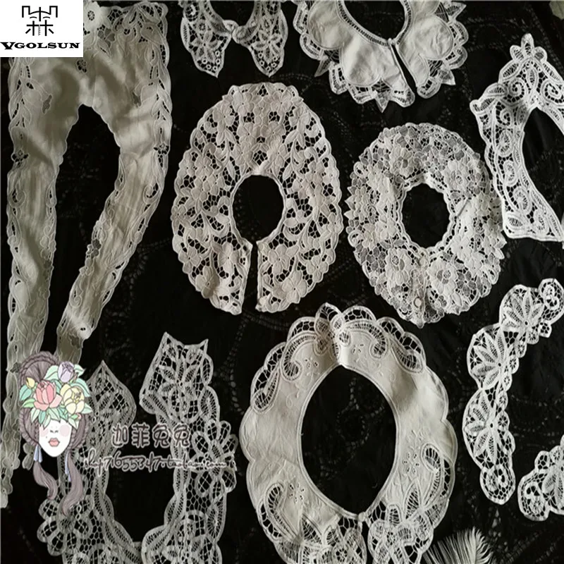 

New 2PCS/Lot White Battenburg Lace Collar Embroider Lace Decoration Lace Fabric Sewing Accessories DIY