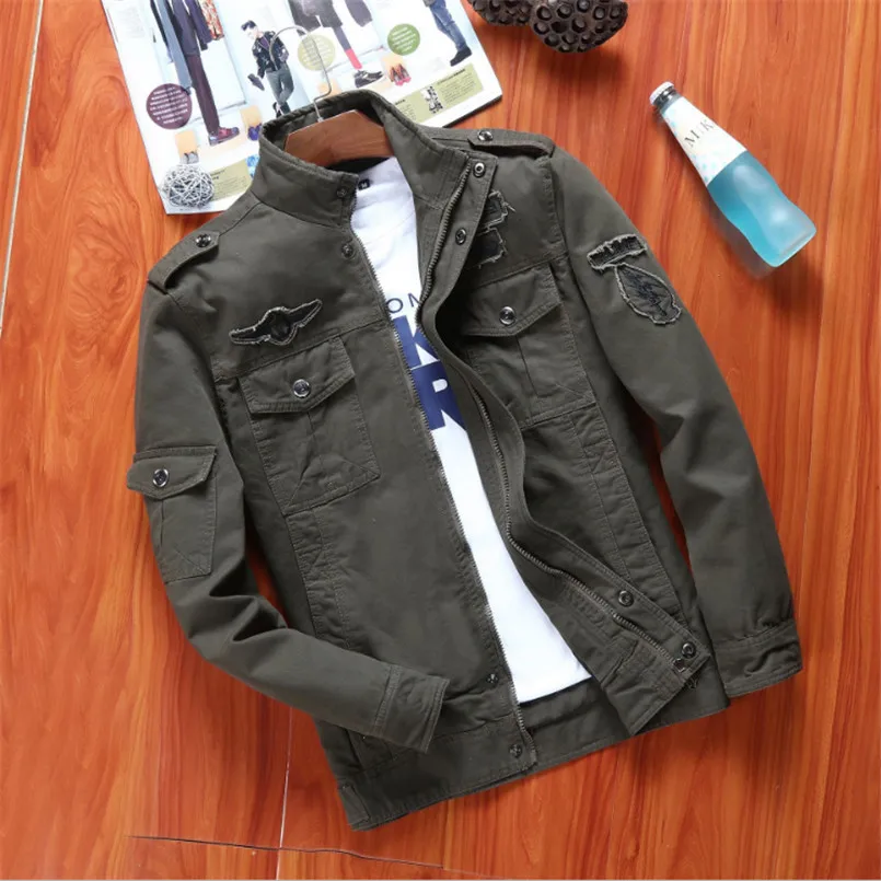 NEW 2018 Mens Green Khaki 3 colors Military jacket winter Cargo Plus