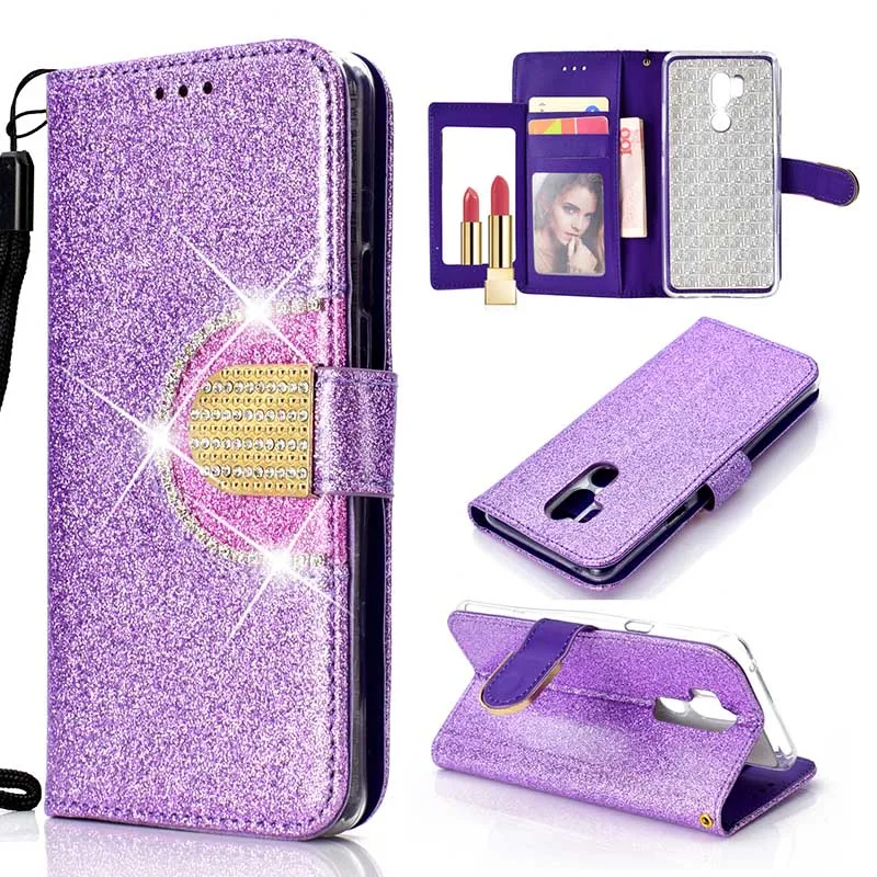 KEFO Bling Glitter Wallet Case For LG G7 Diamond Flip Mirror Cover For LG Stylo 4  K8 2018  K10 2018 Card Holder Coque Capa    (2)