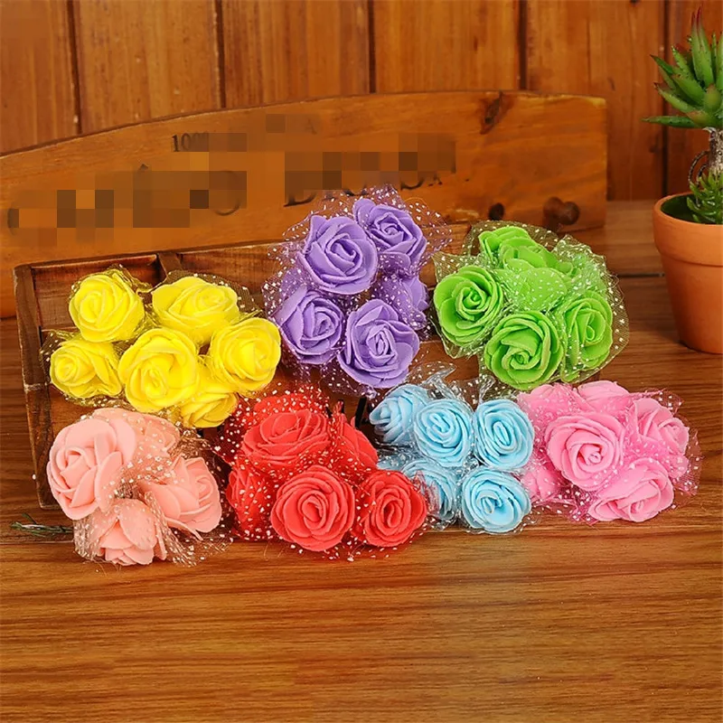 120pcs Foam Rose Heads Artificial Flowers Wedding Flower Party Decor Flowers