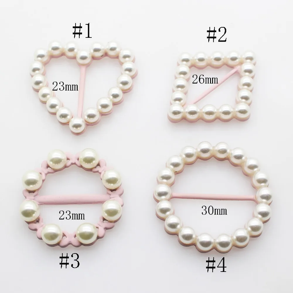 

Pink alloy Base 10pcs/lot White Ivory Pearl Ribbon Buckles Slider invitations decoration for Wedding Card Hair Craft Accessories