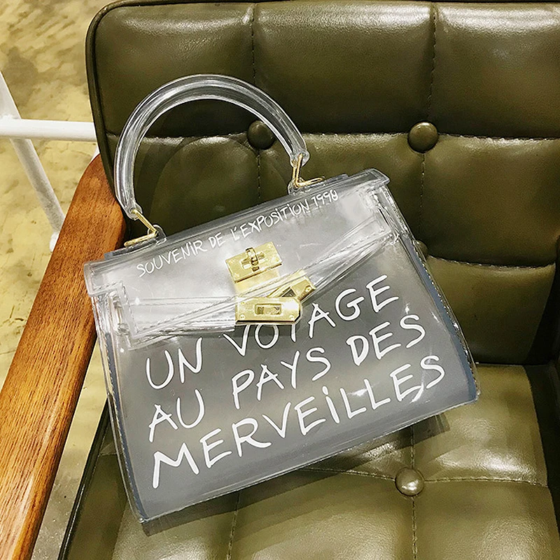 

Fashion Clear Transparent PVC Shoulder Bags for Women 2019 Jelly Bags Luxury Handbags Messenger lady Crossbody Bag beach bag