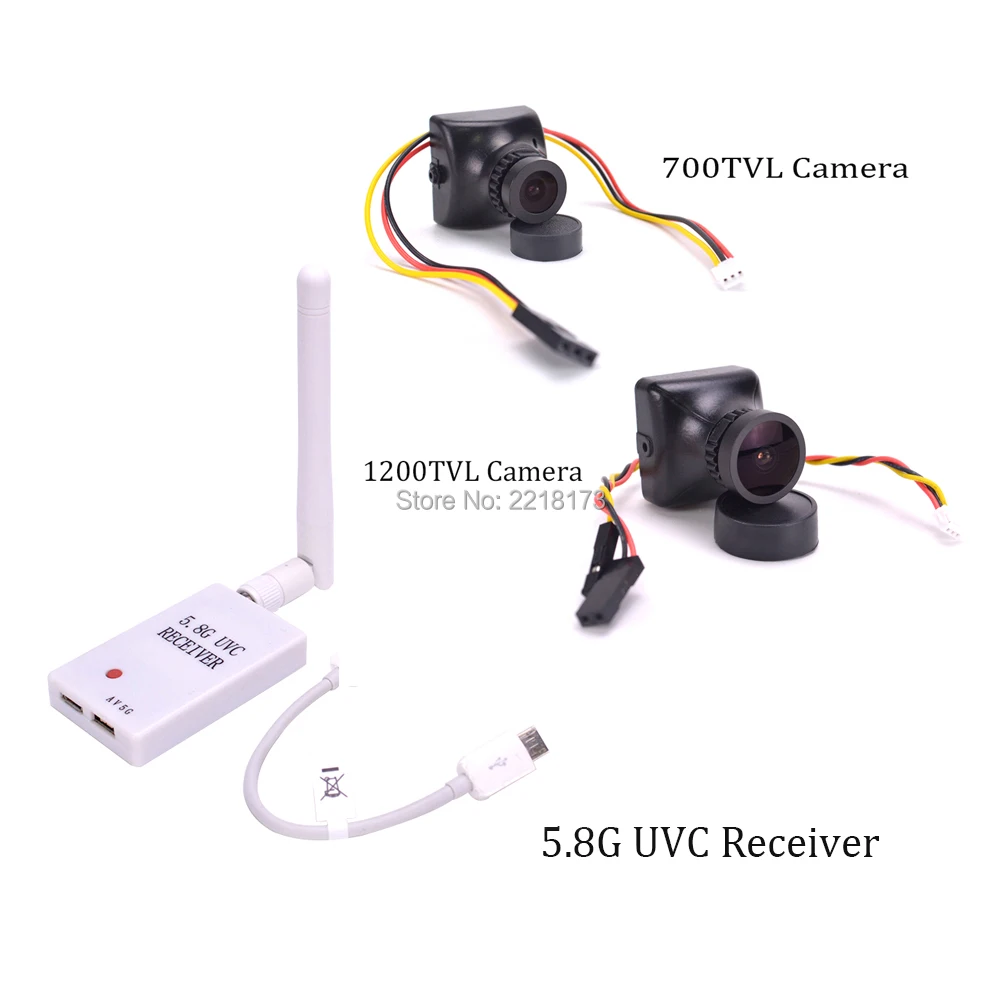 

Mini 5.8G FPV Receiver UVC Video Downlink OTG 700TVL / 1200TVL 2.8mm Lens COMS Camera PAL / NTSC for ZMR250 FPV Quadcopter