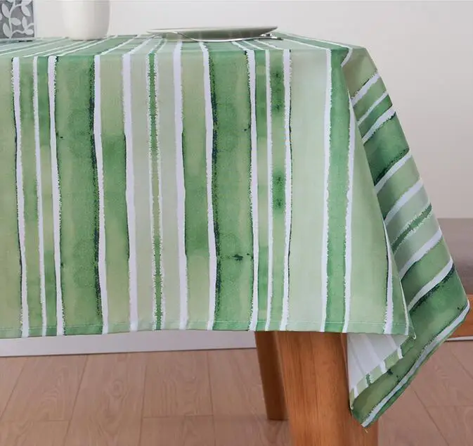 

Fyjafon Thick Table Cloth Waterproof Oil Proof Tablecloth Polyester Green Striped 100*100/130*180/140*200/140*220