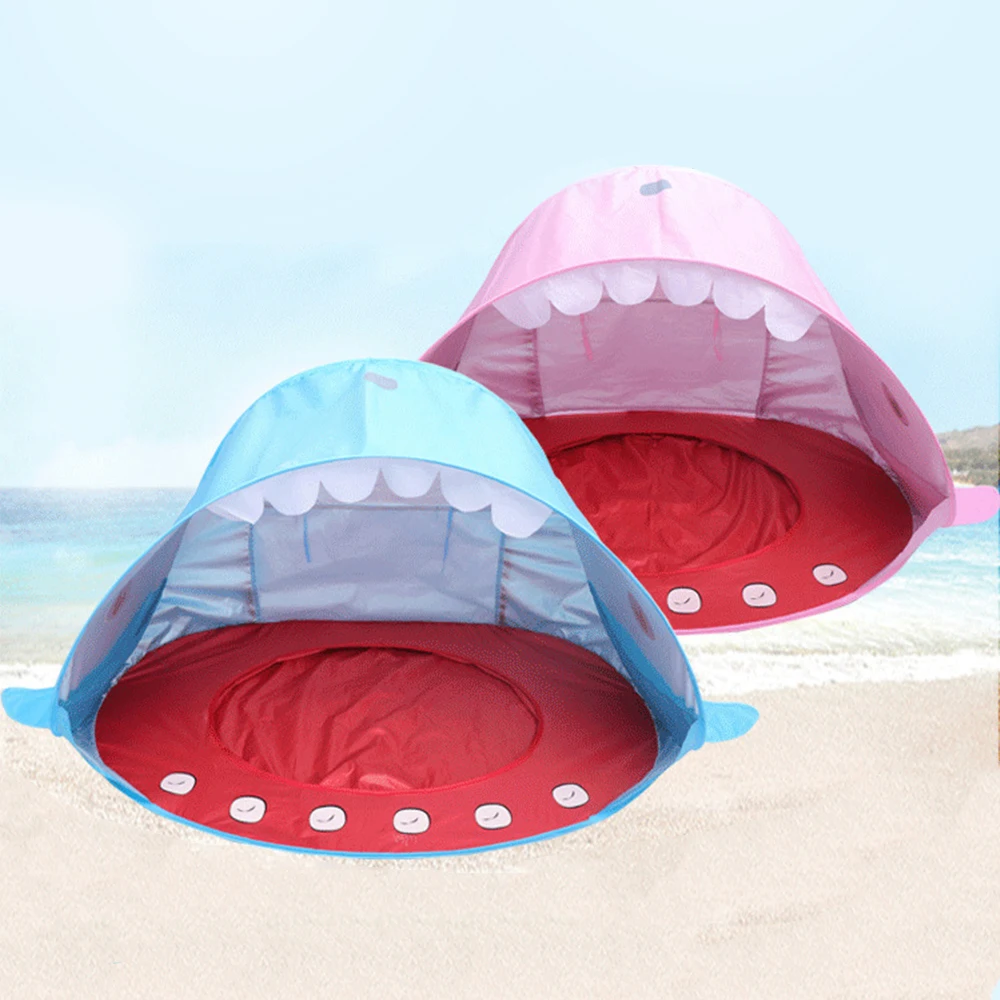 

Summer Outdoor Baby Beach Tent Ball Pit Portable Shade Uv-protecting Shark Shape Teepee Play House Camping Tent For Kids