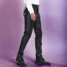 Мужские мотоциклетные модные кожаные брюки новые весенне-зимние мужские ветрозащитные кожаные брюки высококачественные дешевые мужские повседневные брюки