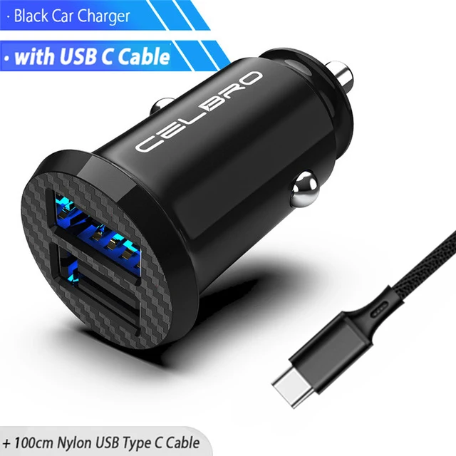 Black USB-C Set Обновленный мини-Переходник Usb для зарядки в машине для мобильного телефона автомобильное зарядное устройство двойной Usb порт питания 2 порта зарядное устройство s Автомобильное зарядное устройство - Тип штекера: Black USB-C Set