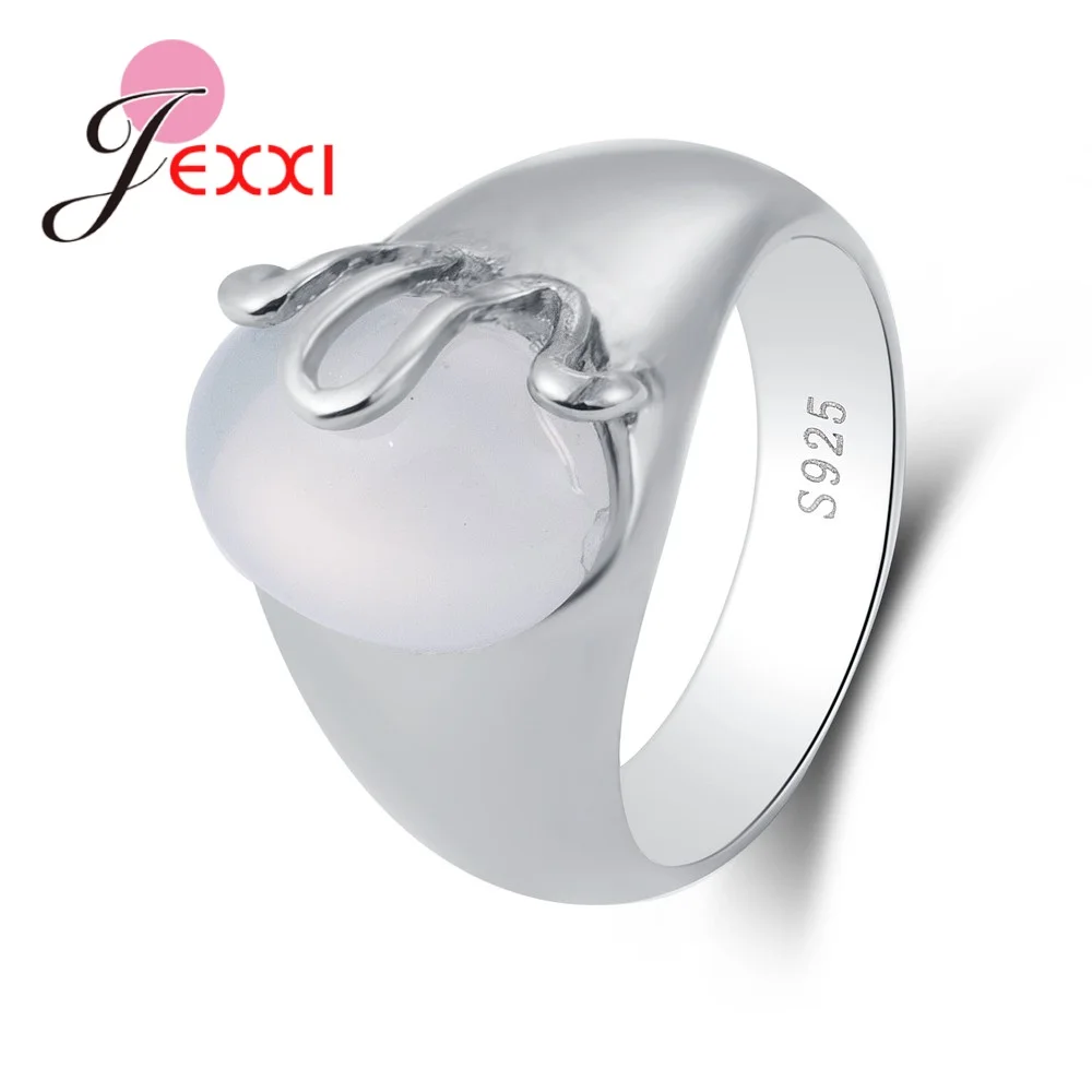 

Jemmin New Elegant White Oval Opal Stone Brand 925 Pure Sterling Sliver Rings Beautiful Special Fine Jewelry Christmas Gifts