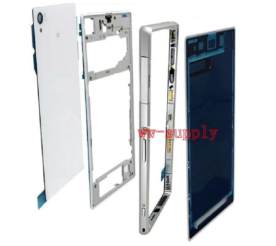 Full Housing Front Chassis Middle Frame Back Battery Case Port Cover Sticker for Sony Xperia Z1