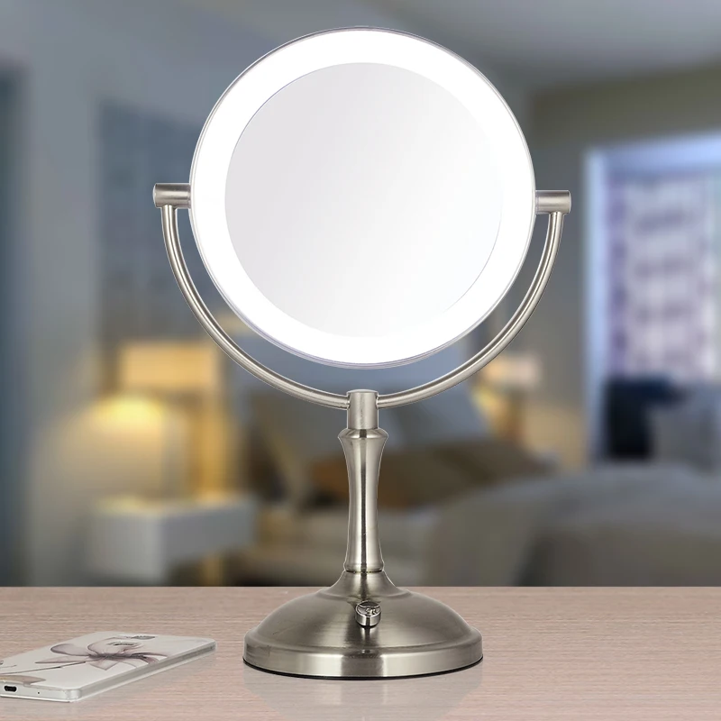 Touch dimmer LED makeup mirror lighted 3X magnifying European-style double-sided bath | Красота и здоровье