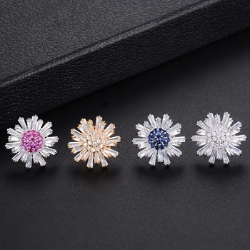 

GODKI 19mm Fashion Trendy Daisy Flower Cubic Zirconia Wedding EngagementParty Dress up Earring Fashion Jewelry for Women