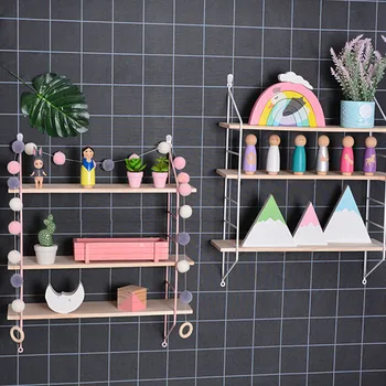 

Nordic Style Wooden Hanging Shelf 3 Tier Wall Display Rack Home Living Room DIY Wall Holder Decoration