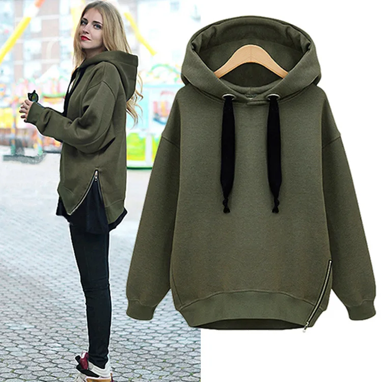 

Women's Large Size Loose Hooded Warm Winter Thicked Medium Long Hoodie Coat