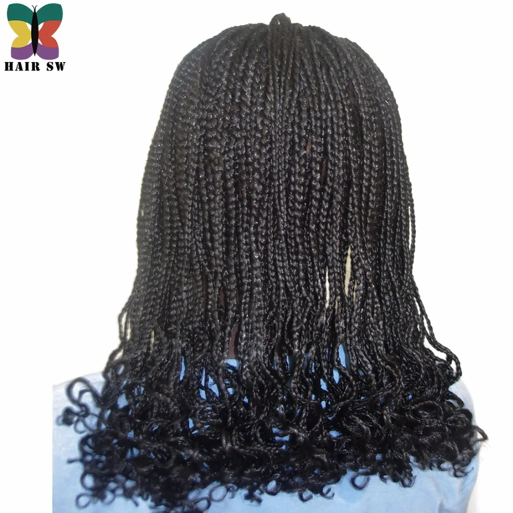 HAIR SW Long Braided Box Braids Wig With Afro Curls At End