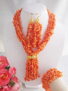 

SK958 Z-2322 Orange Coral Beads Jewelry Necklace For Wedding Or Party