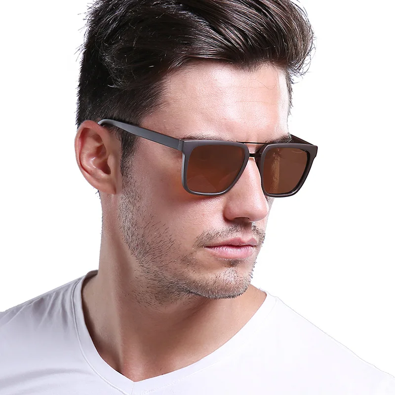 Ruosyling UV400 Для мужчин, солнцезащитные очки, поляризационные, матовый темно-солнцезащитные очки для женщин в стиле ретро ultraliht гибкий квадратные солнечные очки для вождения на пляже