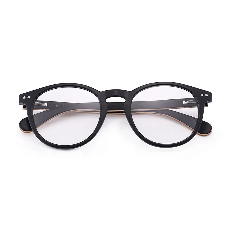Hu wood, модные женские очки, оправа, мужские оправы для очков, винтажные круглые прозрачные линзы, очки, очки GR6001 - Цвет оправы: NO2