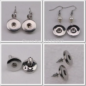 

Wholesale Free DHL shipping 100pairs/lot Mix 4styles Snap It Earrings Ginger Snap Button Charm Earrings snap Earrings Jewelry