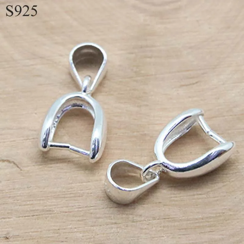 

6pcs Real Solid 925 Sterling Silver Pendant Clip Clasp Pinch Hook Pin Bail Beads Connectors Jewelry Findings DIY Jewelry Making