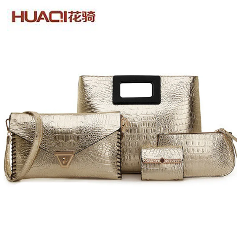  Famous Brand 2017 Women Bag Sets Designers Crocodile Embossed Ladies Shoulder Bag Women's Messenger Bags Totes Clutch HQ8917# 