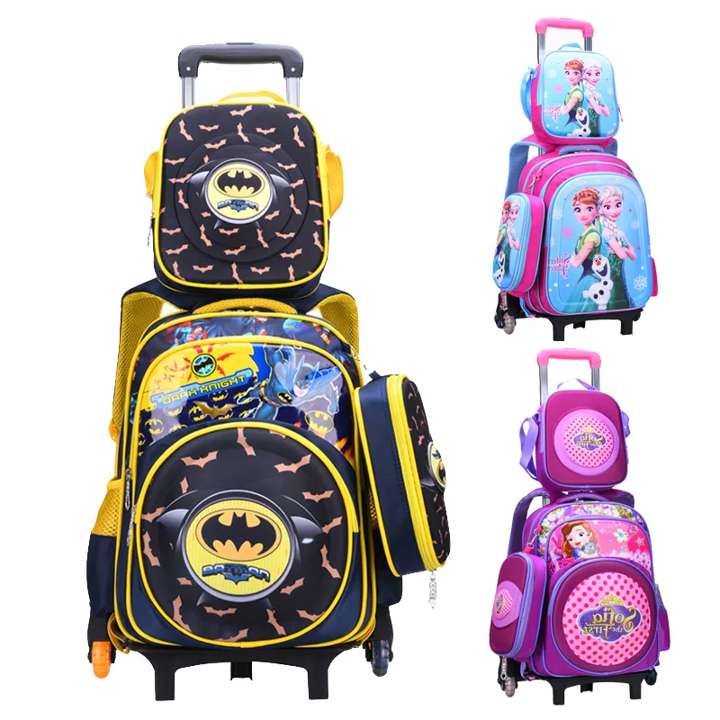 

wenjie brother 3pcs/set Children Kids school bags With Wheel Trolley Luggage For boys Girls backpack Mochila Infantil Bolsas