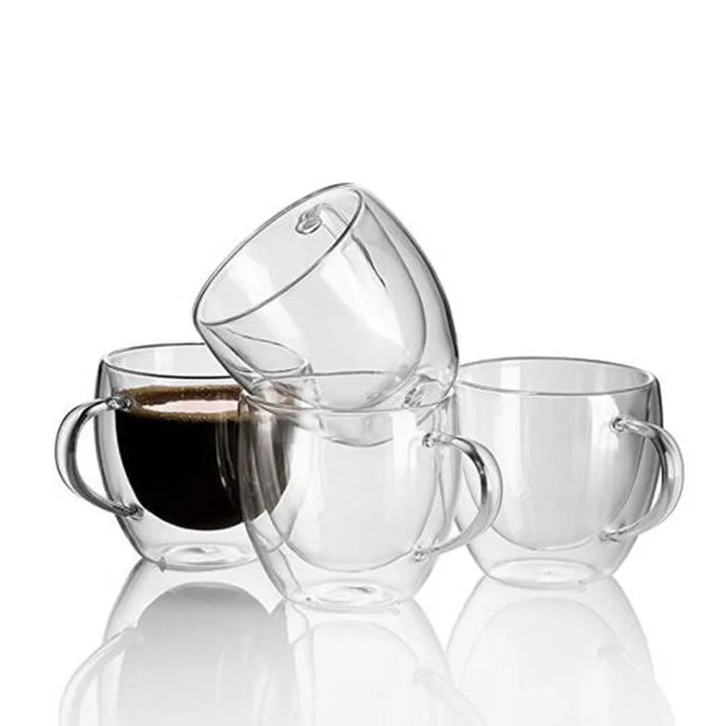 

1/2/4pcs Double Wall Heat Resistant Cup Clear Handmade Tea Drink Healthy Drink Cups Insulated Coffee Mugs