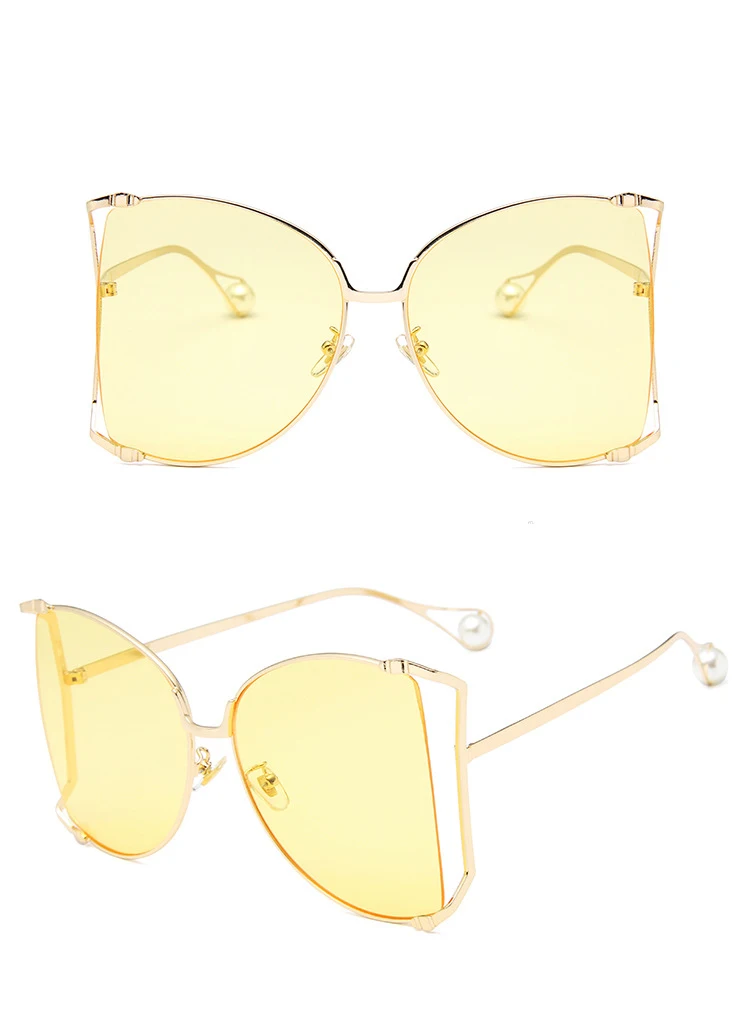 Королевские женские солнцезащитные очки больших размеров квадратной формы, новинка, большая оправа, жемчужное украшение, прозрачные линзы, солнцезащитные очки для женщин, UV400 ss315