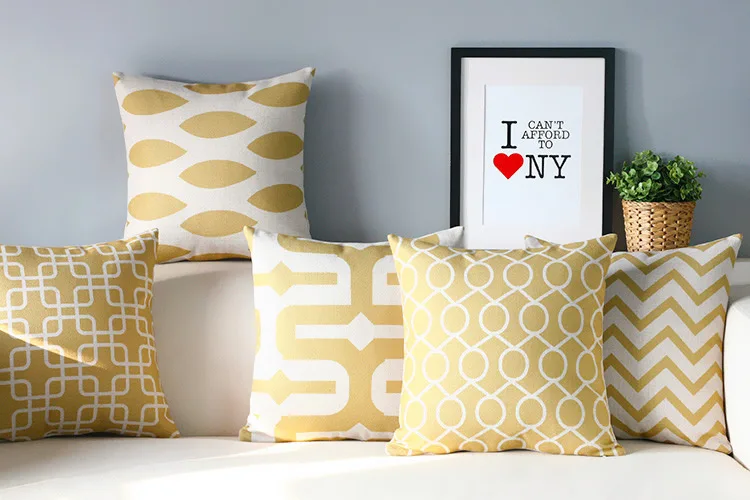 

Simple Nordic Geometry Pillow s Elegant Yellow Pillow Cushion , Modern Pillow home decorate sofa cushions