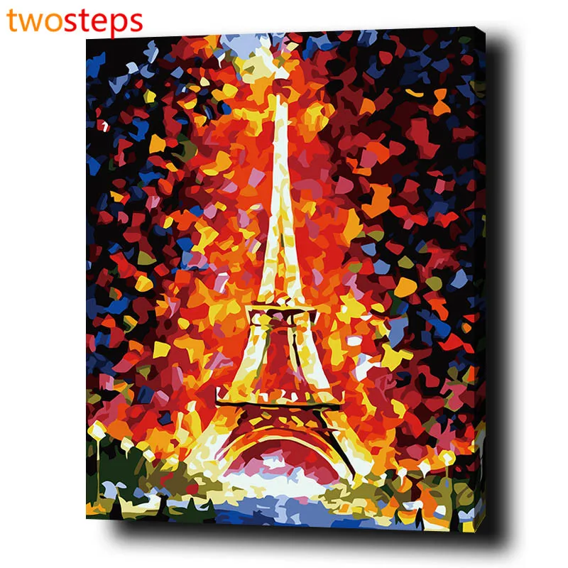 TwoSteps Eiffel Tower Diy Digital Canvas Oil Painting By Numbers