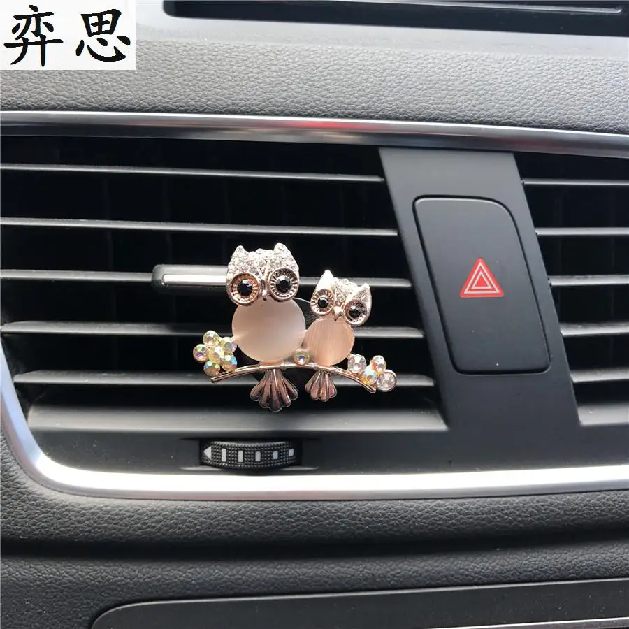 

Perfumes 100 Origina Lovely Owl Car styling Air conditioner perfume clip car air freshener Lady Metal Solid Perfume Clip