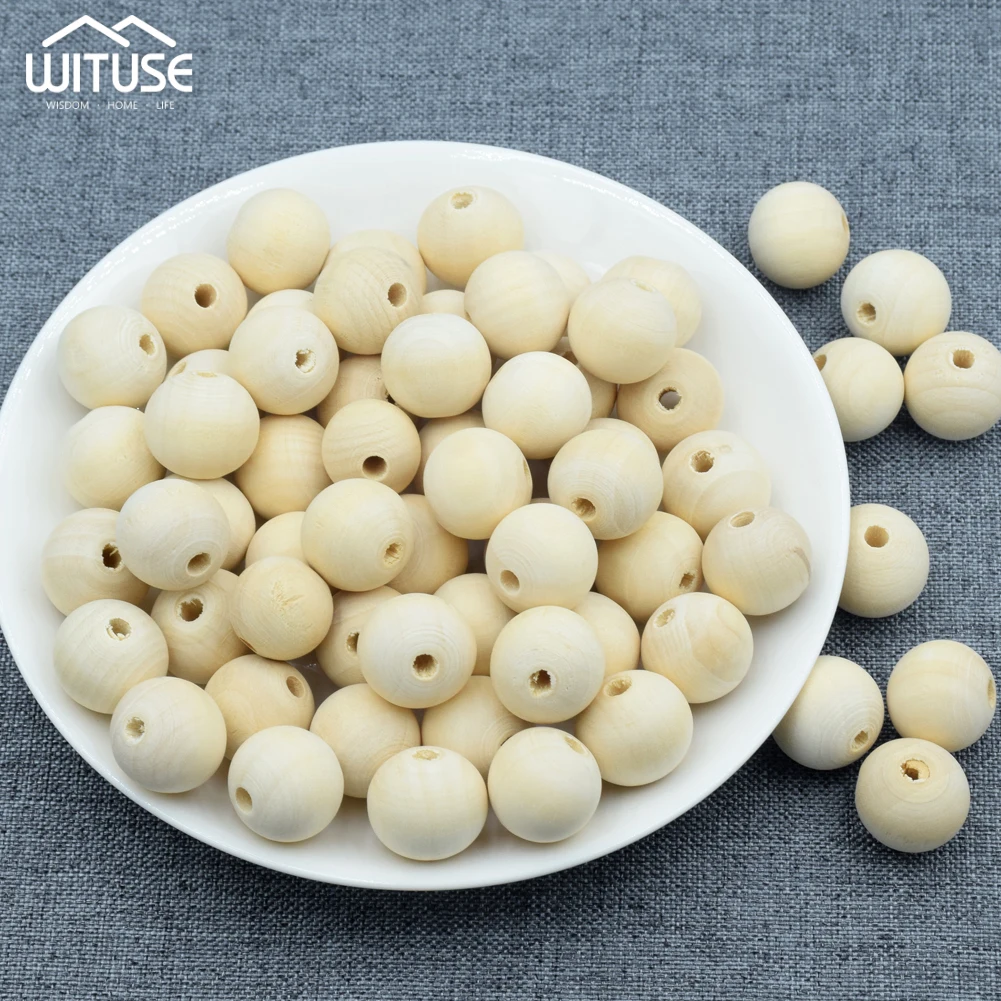 

DIY 20-100PCS Natural Ball Round Spacer Wooden Beads Eco-Friendly Natural Color Wood Beads Lead-Free Wooden Balls perle en bois