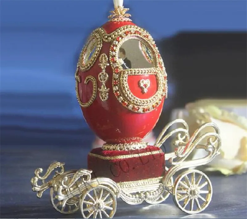 Юбилейный любовник свадебное украшение красная карета Гусь яйцеобразная Музыкальная Шкатулка Балерина Пара ручная музыкальная шкатулка, в форме яйца для девочек