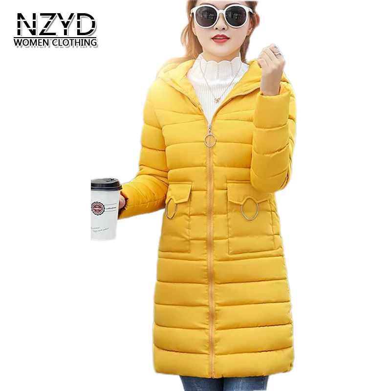 2018 Winter Women Cotton Coat New Style Fashion Mid Long Hooded Thickening Warm Outerwear Casual